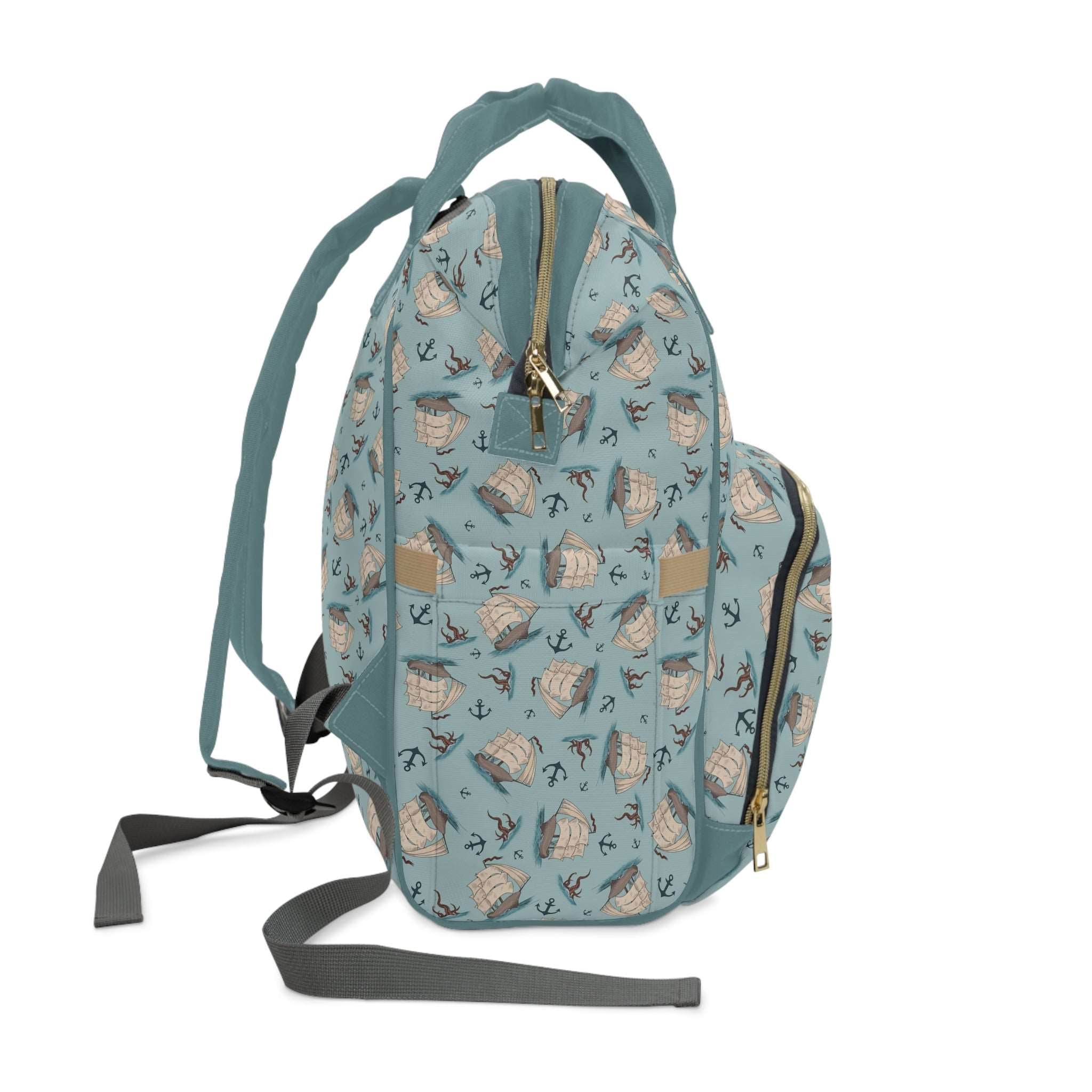 Captain’s Carryall Baby Changing Bag | Nautical Blue Nappy Bag - Green Cheeks - Diaper Bag