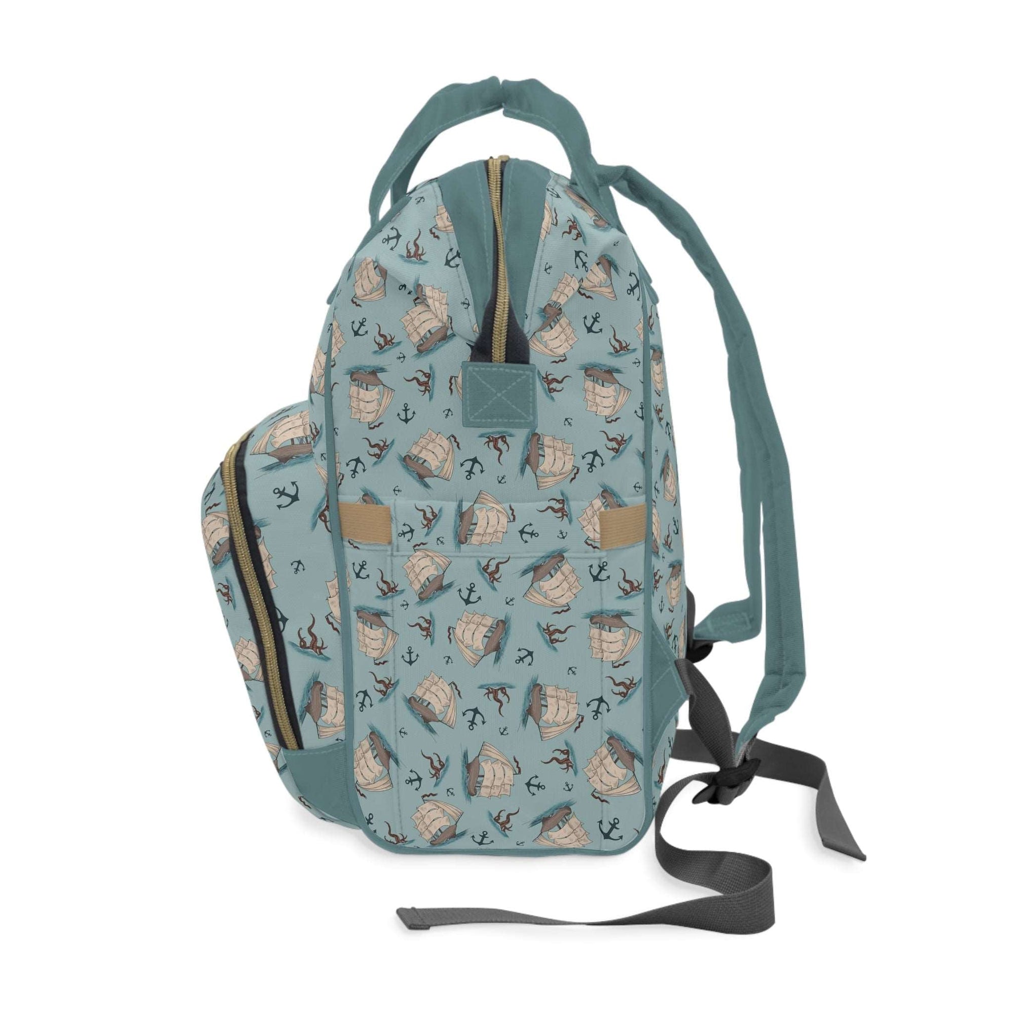 Captain’s Carryall Baby Changing Bag | Nautical Blue Nappy Bag - Green Cheeks - Diaper Bag