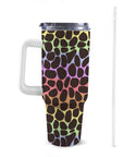 Extra Large Stainless Steel Insulated Travel Flask with Straw and Handle - Fun Patterns, Bold Colours - Green Cheeks - Travel Mug