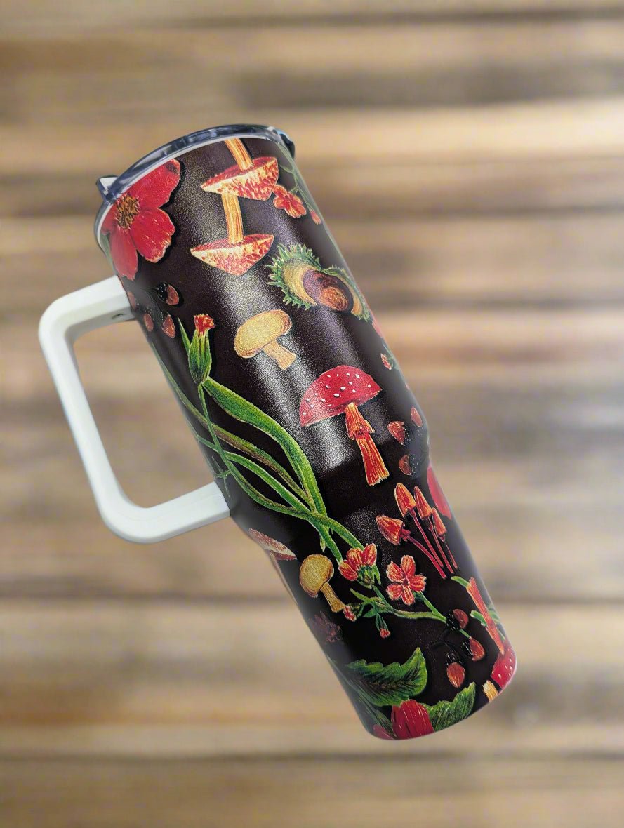 Extra Large Stainless Steel Insulated Travel Flask with Straw and Handle - Fun Patterns, Bold Colours - Green Cheeks - Travel Mug