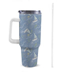 Extra Large Stainless Steel Insulated Travel Flask with Straw and Handle - Fun Patterns, Bold Colours - Green Cheeks - Travel Mug