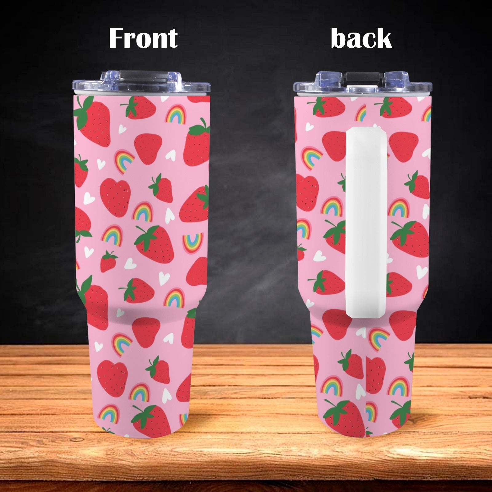 Extra Large Stainless Steel Insulated Travel Flask with Straw and Handle - Fun Patterns, Bold Colours - Green Cheeks - Travel Mug