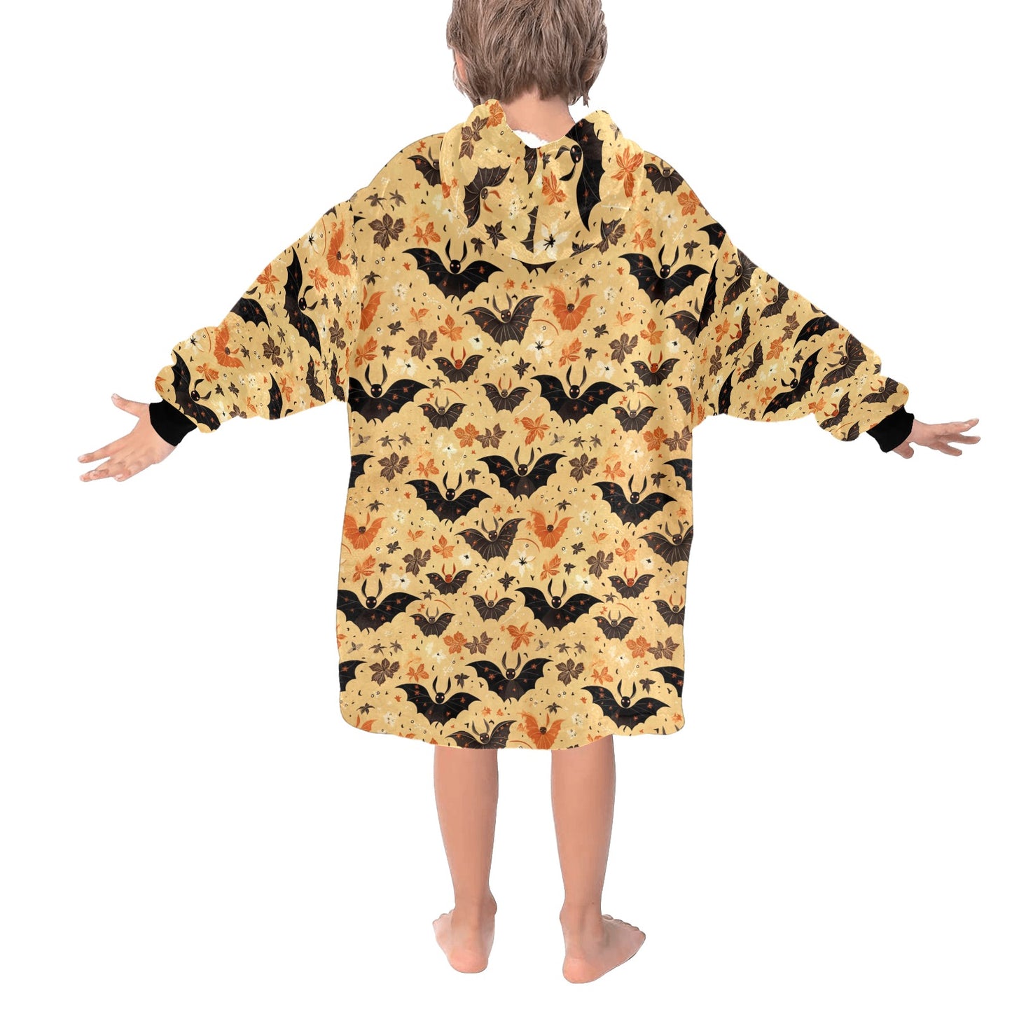 Wrap yourself in Halloween magic with this bat-themed fleece hooded warm blanket, ideal for staying warm and in the spooky spirit.