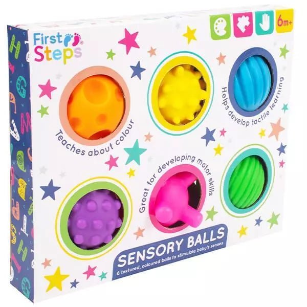 First Steps Sensory Balls 6 Pack - Early Years Play for Baby - Green Cheeks - Baby Toys & Activity Equipment