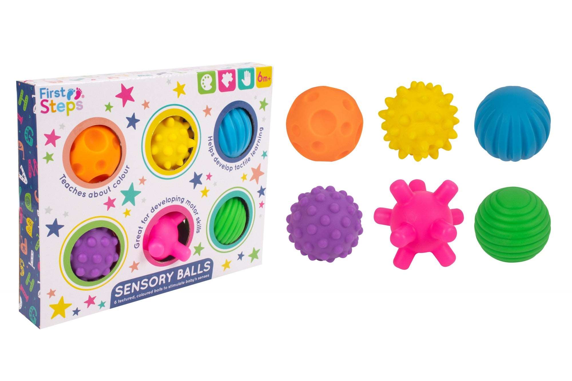 First Steps Sensory Balls 6 Pack - Early Years Play for Baby - Green Cheeks - Baby Toys & Activity Equipment