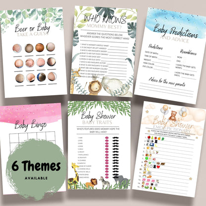 Gender Neutral Baby Shower Games Bundle | 6 Game Bundle - Green Cheeks - Baby Shower Gift