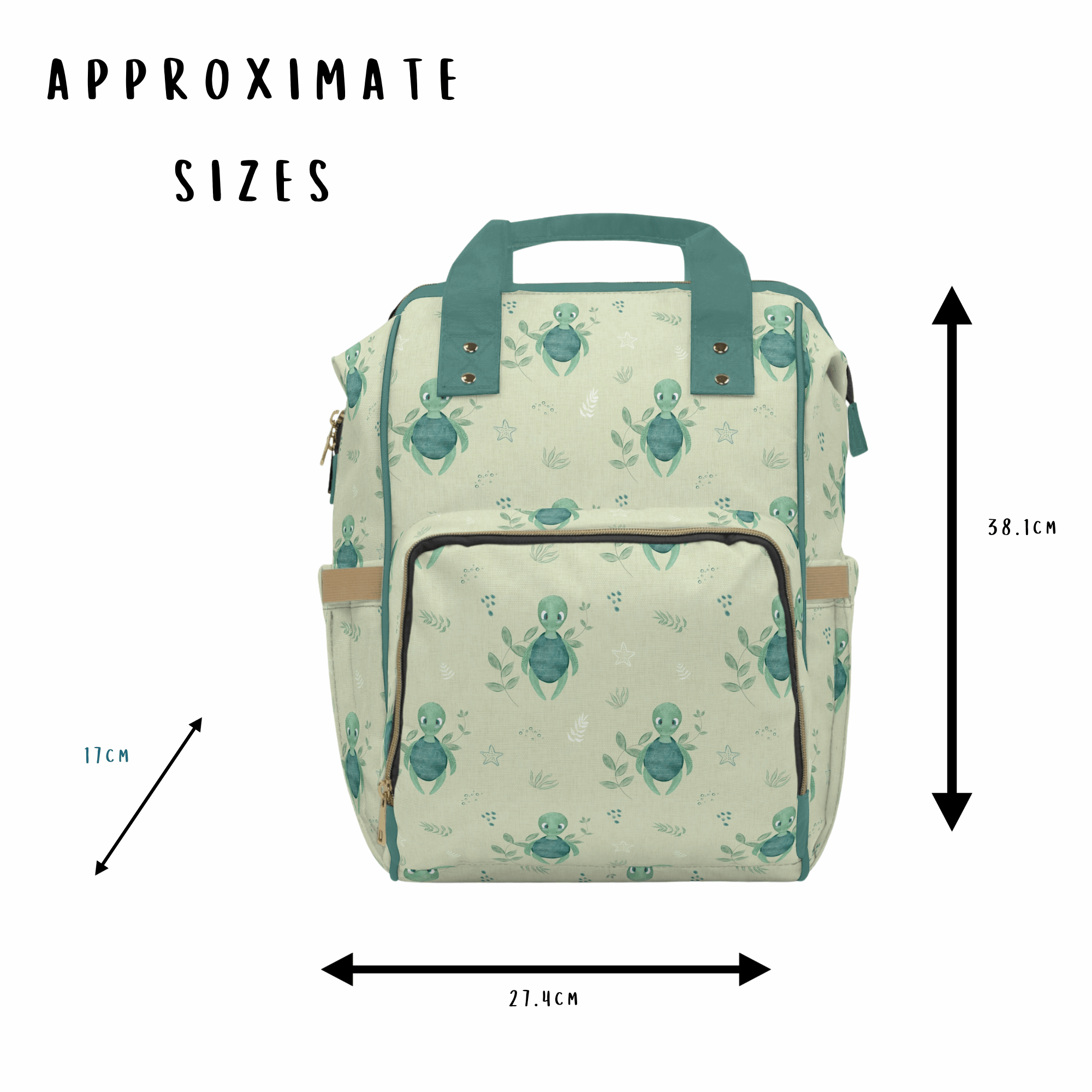Green Baby Changing Backpack Bag - Turtle Recall - Green Cheeks - Diaper Bag