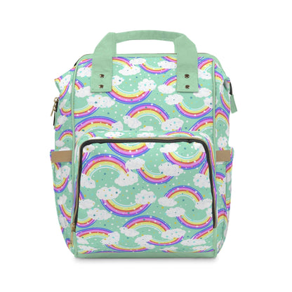 Green Baby Changing Nappy Bag - Happy Rainbow - Green Cheeks - Diaper Bag