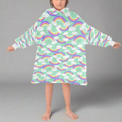 Happy Rainbow - Hooded Blanket - Green Cheeks - Blanket