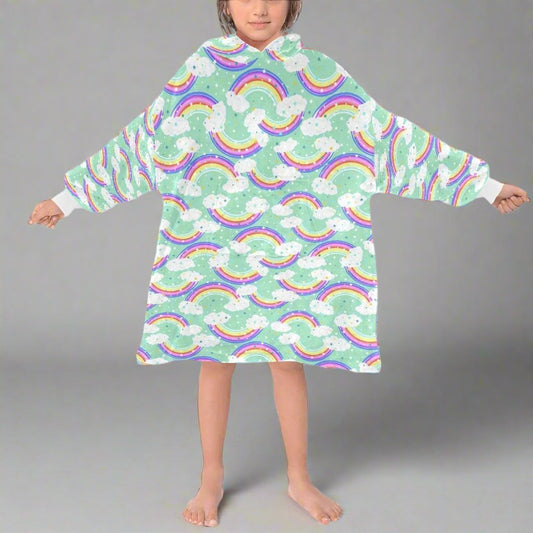 Happy Rainbow - Hooded Blanket - Green Cheeks - Blanket