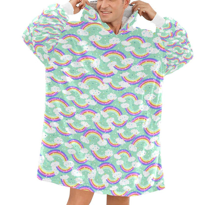 Happy Rainbow - Hooded Blanket - Green Cheeks - Blanket