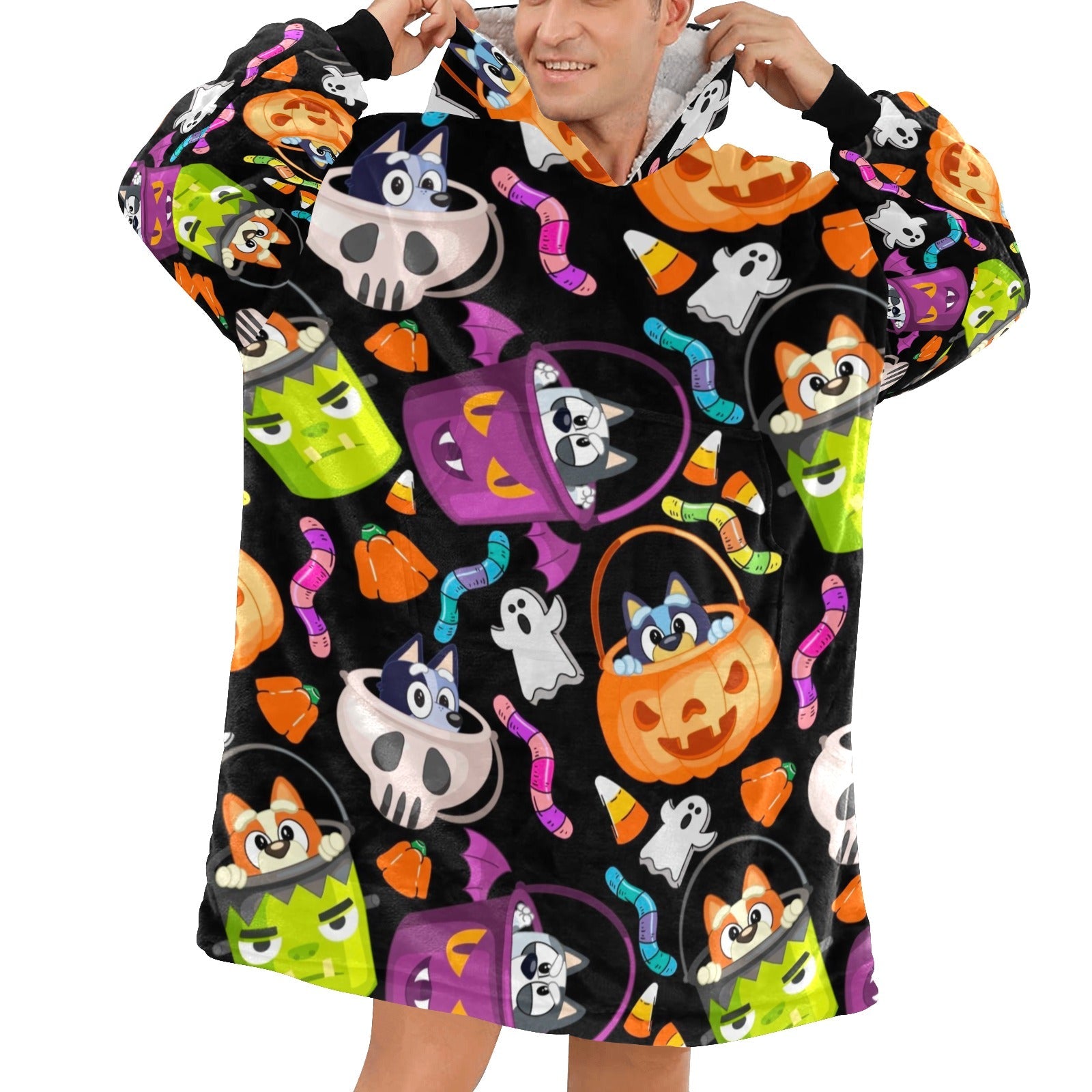 Heelerween - Hooded Blanket - Green Cheeks - Blanket
