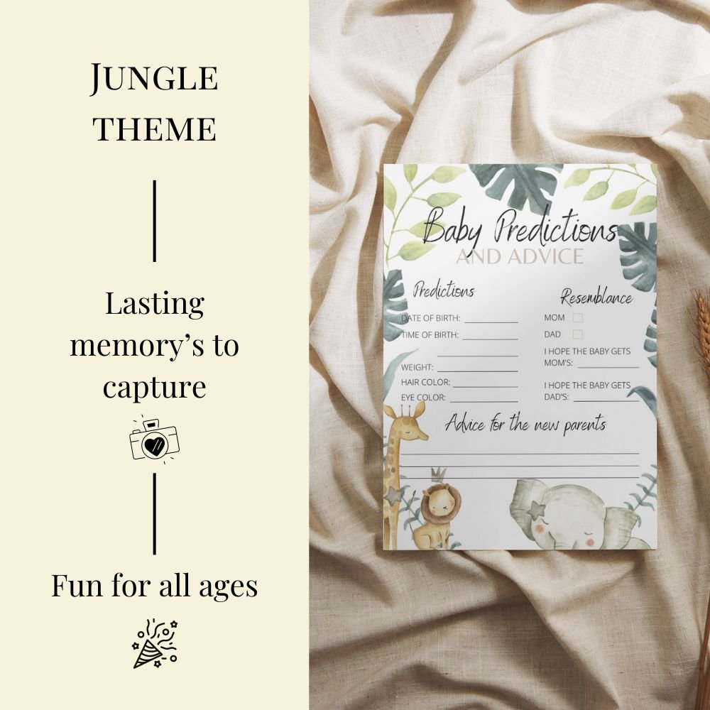 Jungle Theme Baby Shower Games | 6 Game Bundle - Green Cheeks - Baby Shower Gift