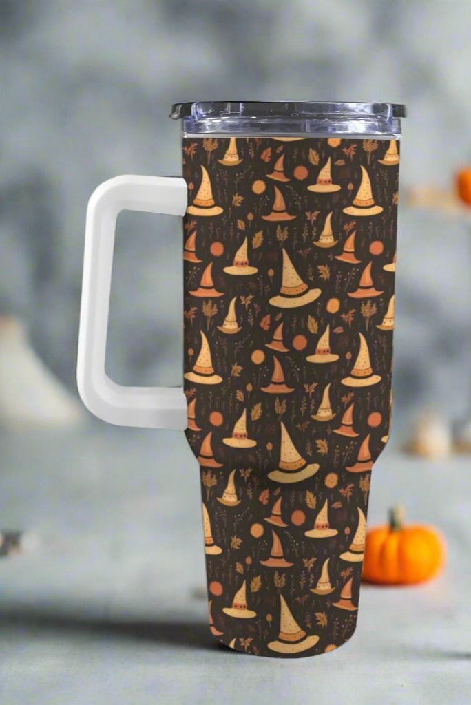 Large Stainless Steel Insulated Travel Flask with Handle – Spooky Edition - Green Cheeks - Travel Mug