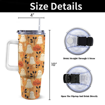 Large Stainless Steel Insulated Travel Flask with Handle – Spooky Edition - Green Cheeks - Travel Mug