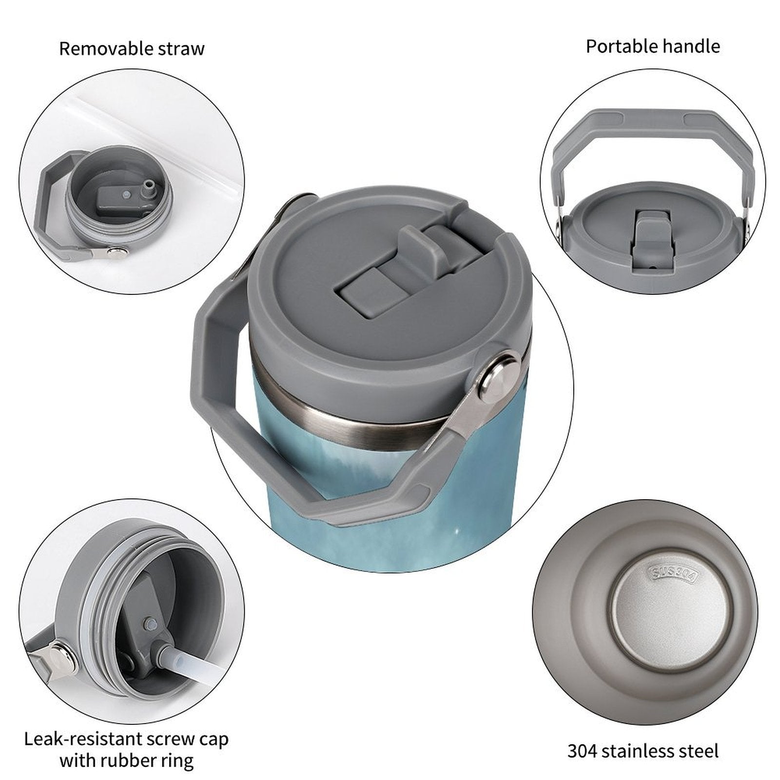 Large Stainless Steel Reusable Drinks Water Bottle 900ml - Green Cheeks - Water Bottle