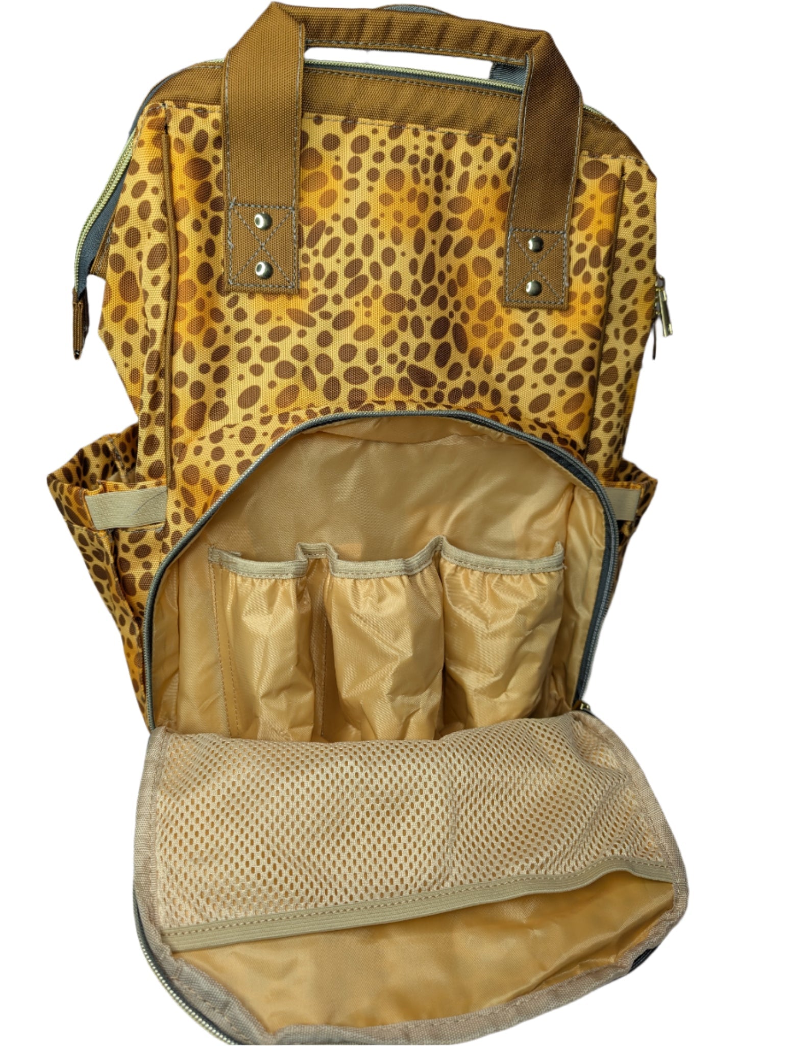 Leopard Print Baby Changing Bag, Backpack - Growing Wild - Green Cheeks - Diaper Bag