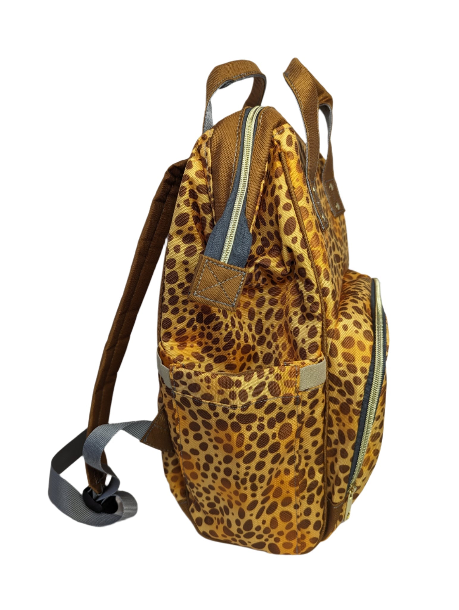 Leopard Print Baby Changing Bag, Backpack - Growing Wild - Green Cheeks - Diaper Bag