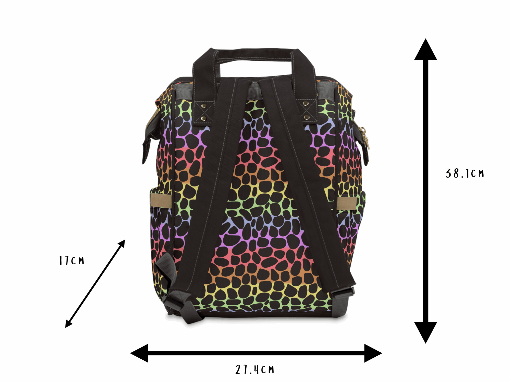 Leopard Print Multi - Function Baby Changing Backpack Bag - Rainbow Roar - Green Cheeks - Diaper Bag