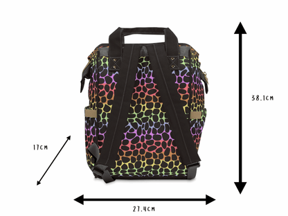 Leopard Print Multi - Function Baby Changing Backpack Bag - Rainbow Roar - Green Cheeks - Diaper Bag