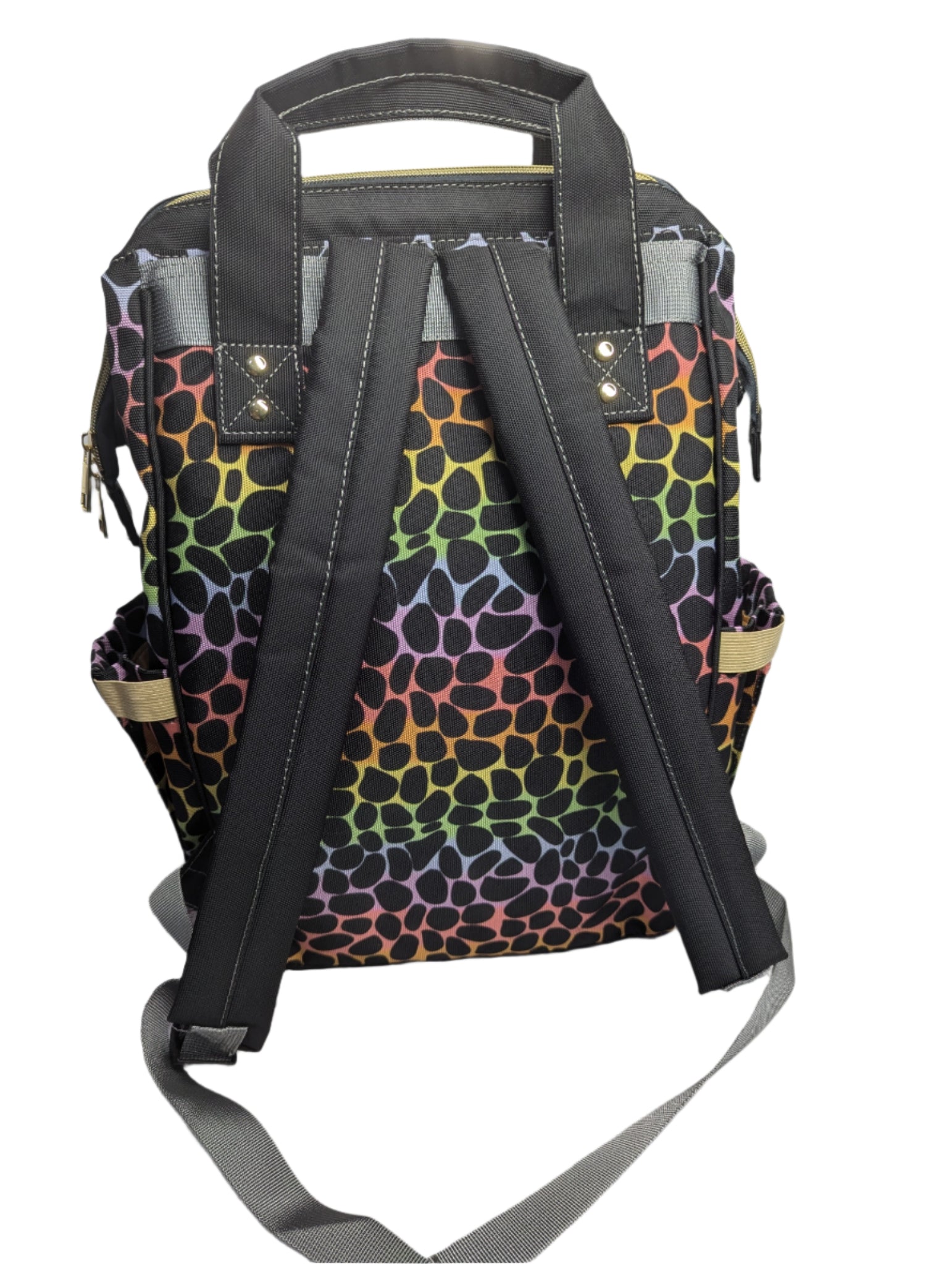 Leopard Print Multi - Function Baby Changing Backpack Bag - Rainbow Roar - Green Cheeks - Diaper Bag