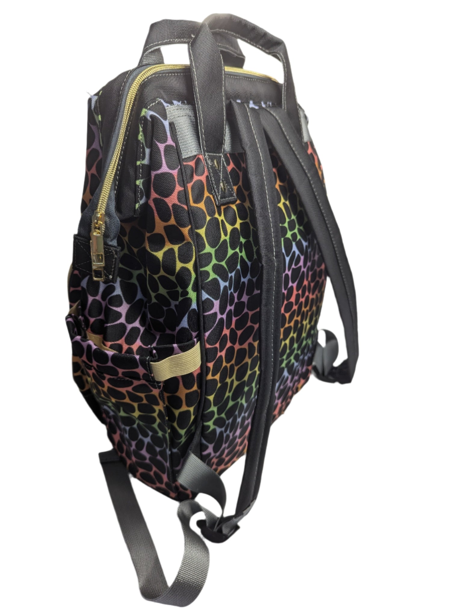 Leopard Print Multi - Function Baby Changing Backpack Bag - Rainbow Roar - Green Cheeks - Diaper Bag