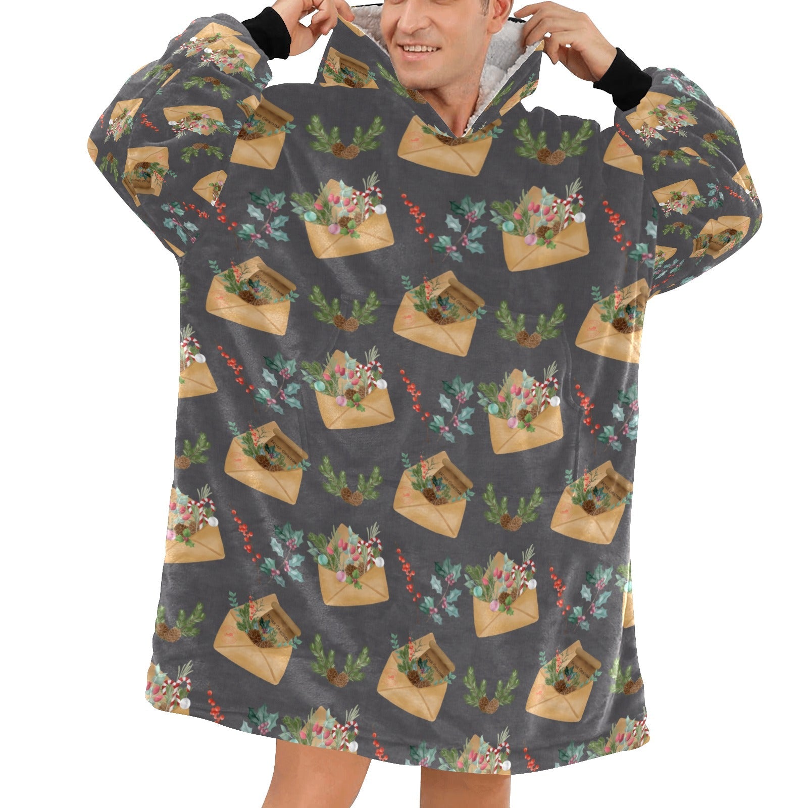 Letters To Santa - Hooded Blanket - Green Cheeks - Blanket