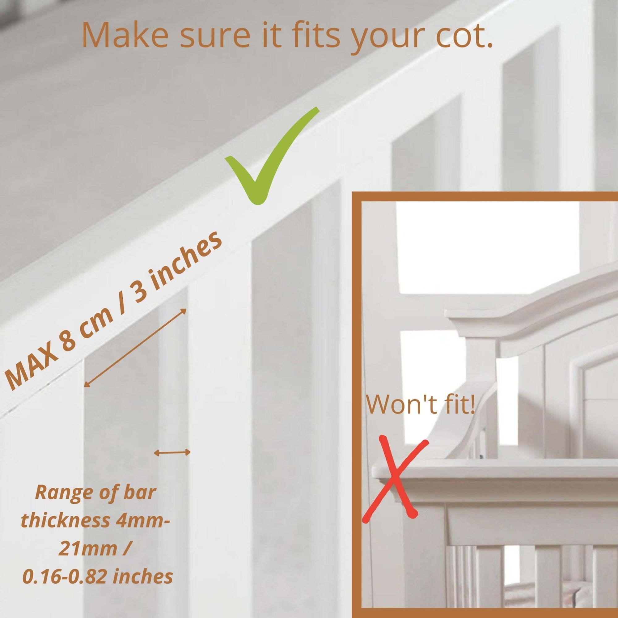 MINICAMP Wooden Baby Mobile Holder for Crib - Arm Only - Green Cheeks - Mobile