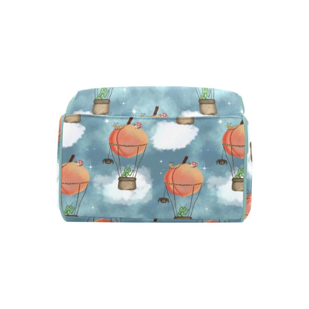 🍑 Once Upon a Peach – Whimsical Adventure Baby Changing Backpack | Nappy Bag - Green Cheeks - Diaper Backpack (1688)