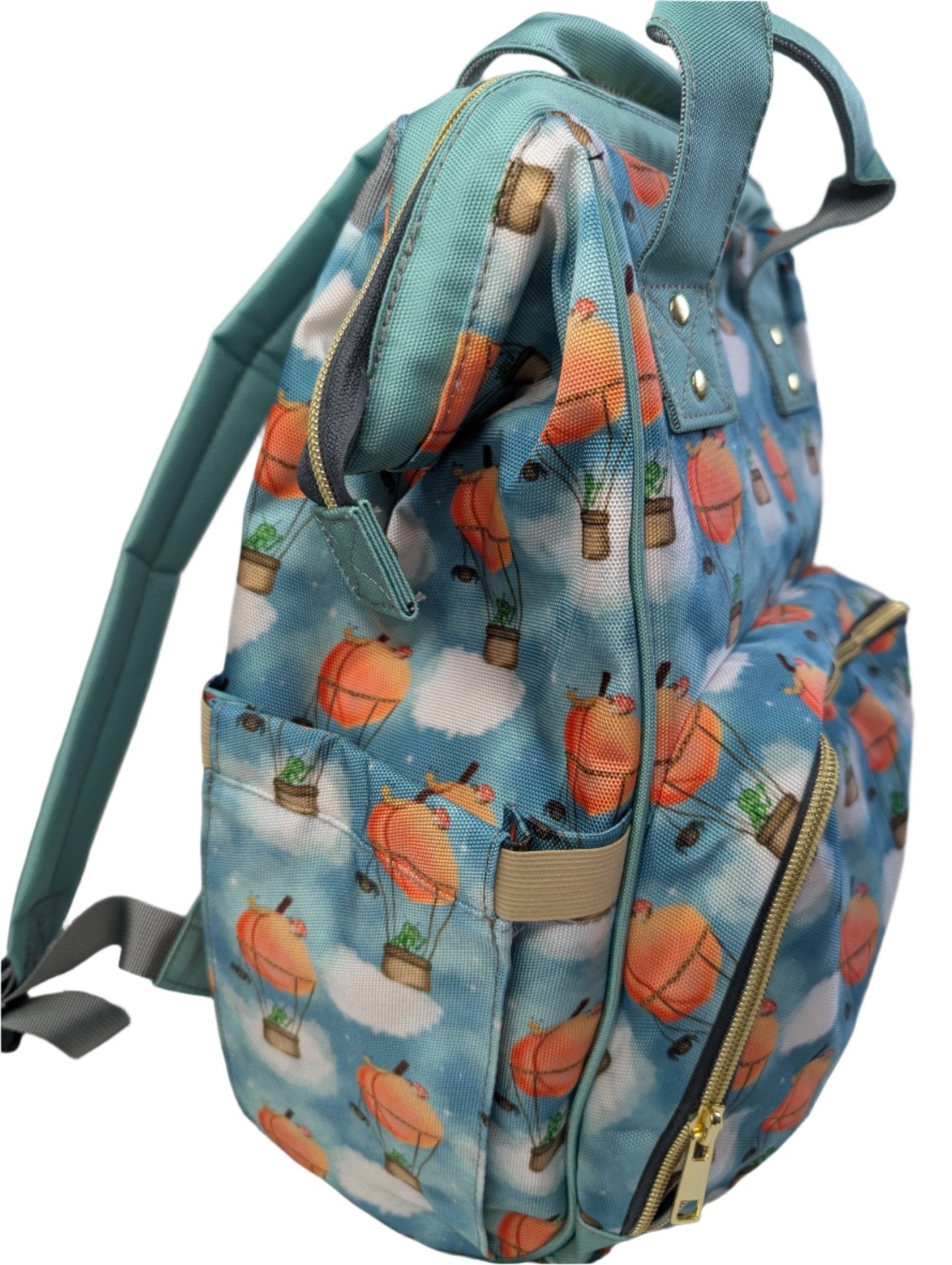 🍑 Once Upon a Peach – Whimsical Adventure Baby Changing Backpack | Nappy Bag - Green Cheeks - Diaper Backpack (1688)