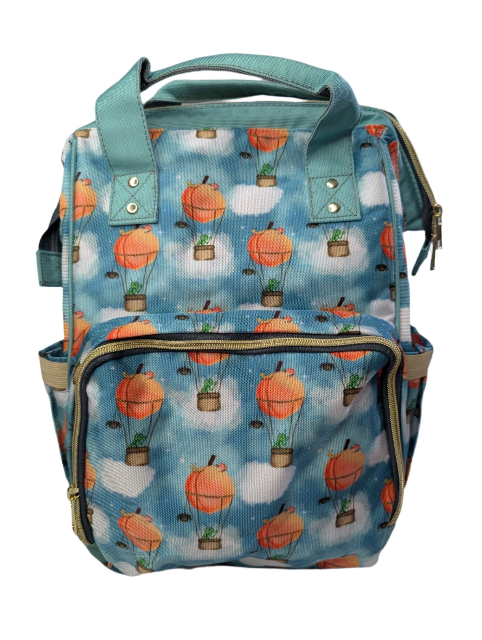 🍑 Once Upon a Peach – Whimsical Adventure Baby Changing Backpack | Nappy Bag - Green Cheeks - Diaper Backpack (1688)