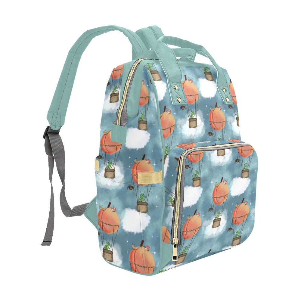 🍑 Once Upon a Peach – Whimsical Adventure Baby Changing Backpack | Nappy Bag - Green Cheeks - Diaper Backpack (1688)