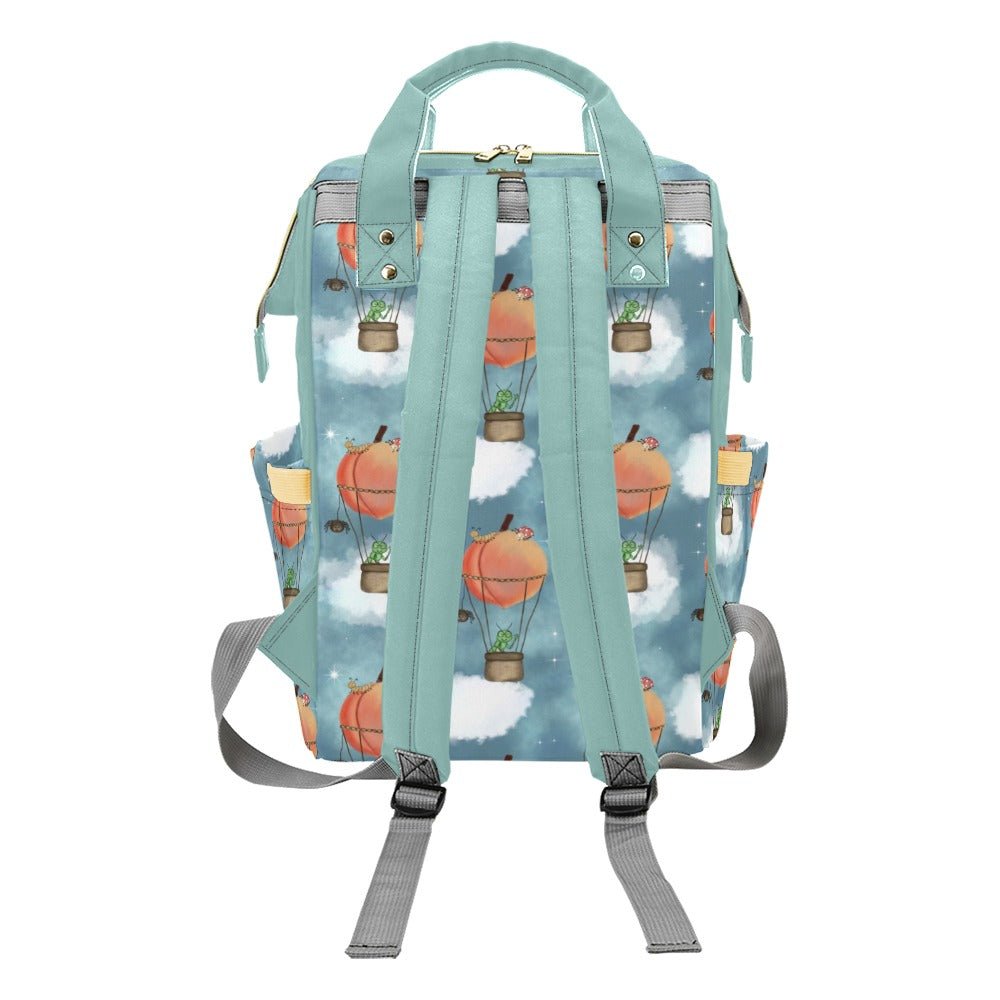 🍑 Once Upon a Peach – Whimsical Adventure Baby Changing Backpack | Nappy Bag - Green Cheeks - Diaper Backpack (1688)