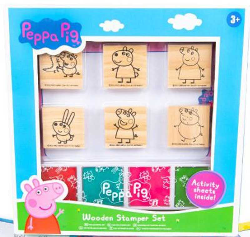 Peppa Pig Children's Fun Arts and Crafts Wooden Stamper Set