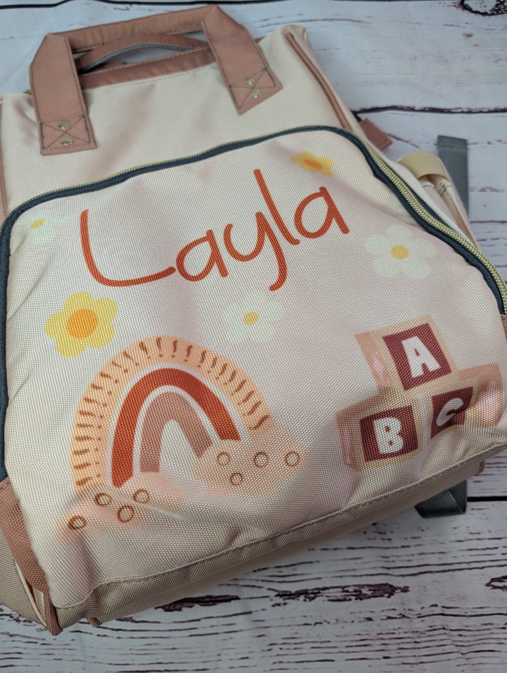 Personalised & Customised - Backpack Baby Changing Bag - Green Cheeks - Diaper Backpack (1688)