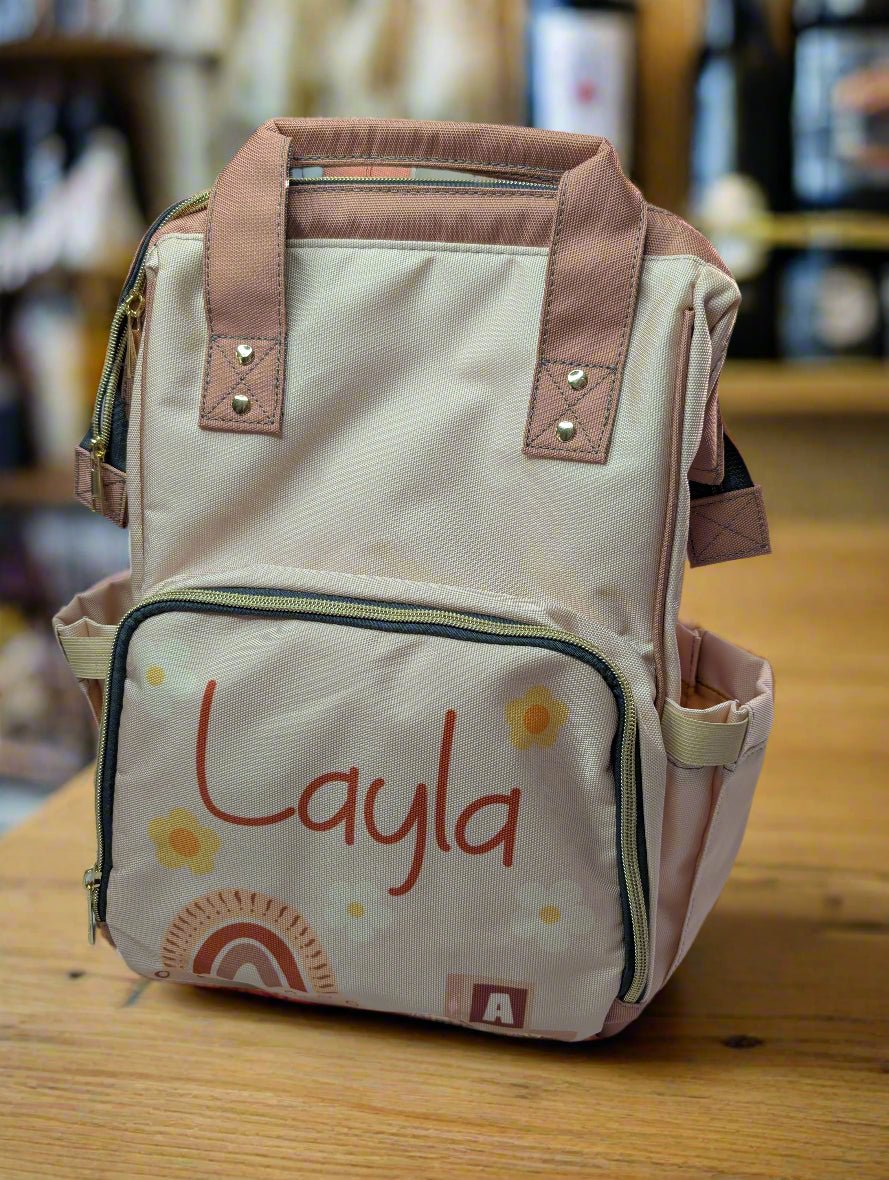 Personalised & Customised - Backpack Baby Changing Bag - Green Cheeks - Diaper Backpack (1688)