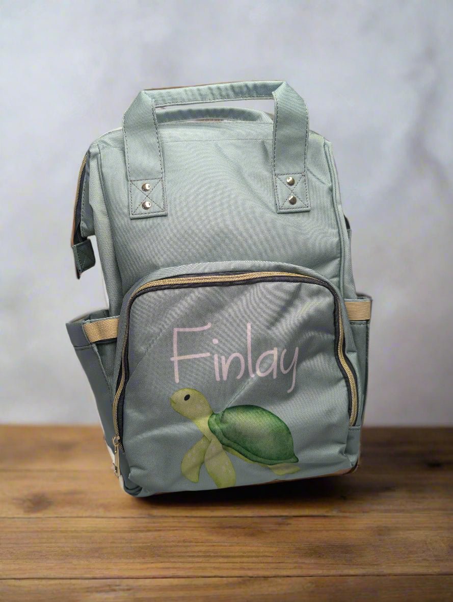 Personalised & Customised - Backpack Baby Changing Bag - Green Cheeks - Diaper Backpack (1688)