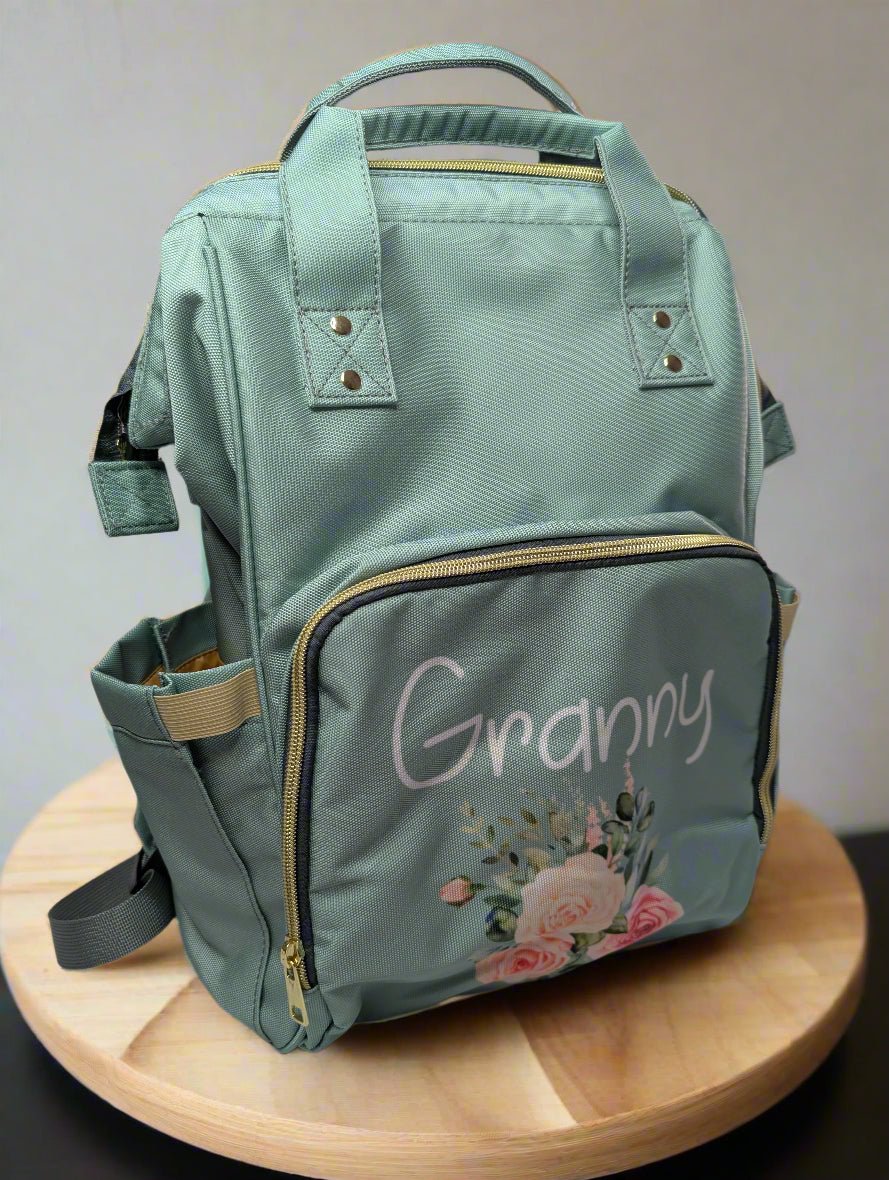 Personalised & Customised - Backpack Baby Changing Bag - Green Cheeks - Diaper Backpack (1688)