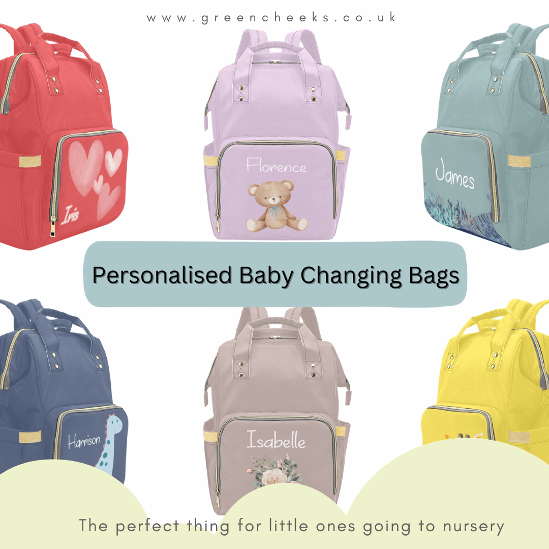 Personalised &amp; Customised - Backpack Baby Changing Bag - Green Cheeks - Diaper Backpack (1688)
