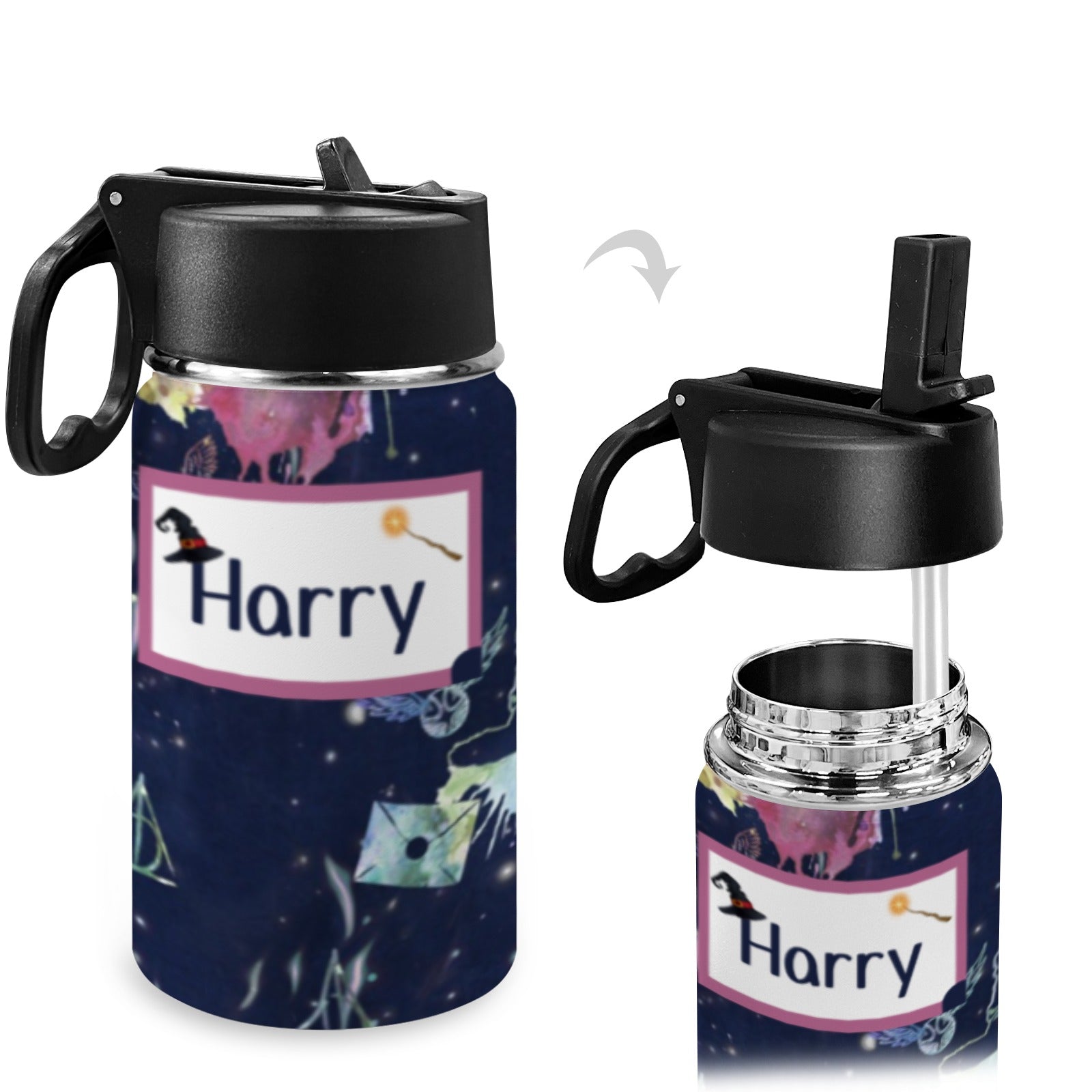 Personalised Kids Stainless Steel Water Bottle - Green Cheeks - Water Bottle