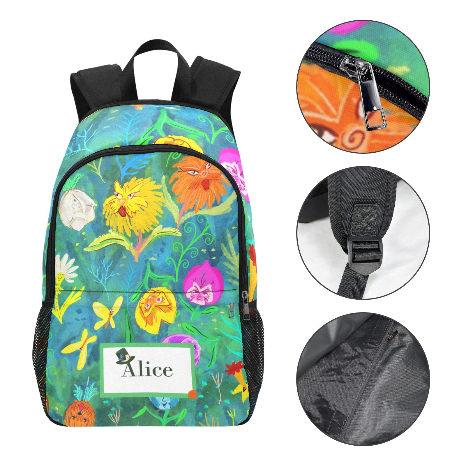 Personalised School Bag - Custom Design with Unique Patterns - Green Cheeks - School Bag