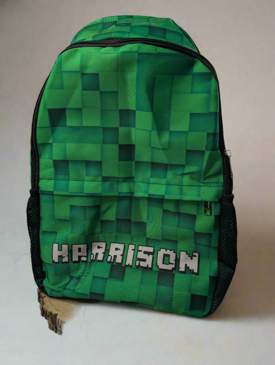 Personalised School Bag - Custom Design with Unique Patterns - Green Cheeks - School Bag