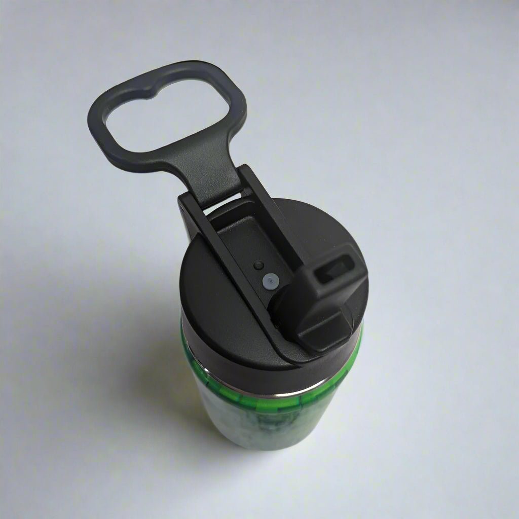 Personalised Stainless Steel Water Bottle with Handle, Straw &amp; Chug Spout - Unique Patterns I - Green Cheeks - Water Bottle