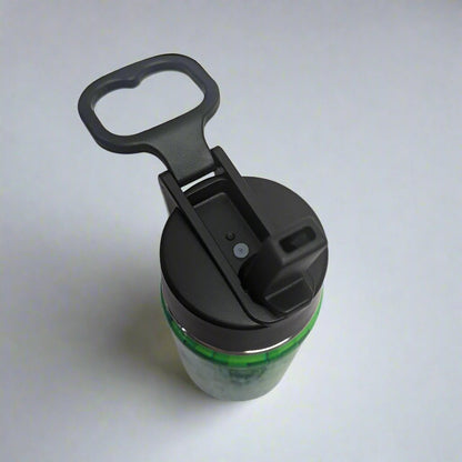 Personalised Stainless Steel Water Bottle with Handle, Straw & Chug Spout - Unique Patterns I - Green Cheeks - Water Bottle