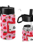 Personalised Stainless Steel Water Bottle with Handle, Straw & Chug Spout - Unique Patterns I - Green Cheeks - Water Bottle