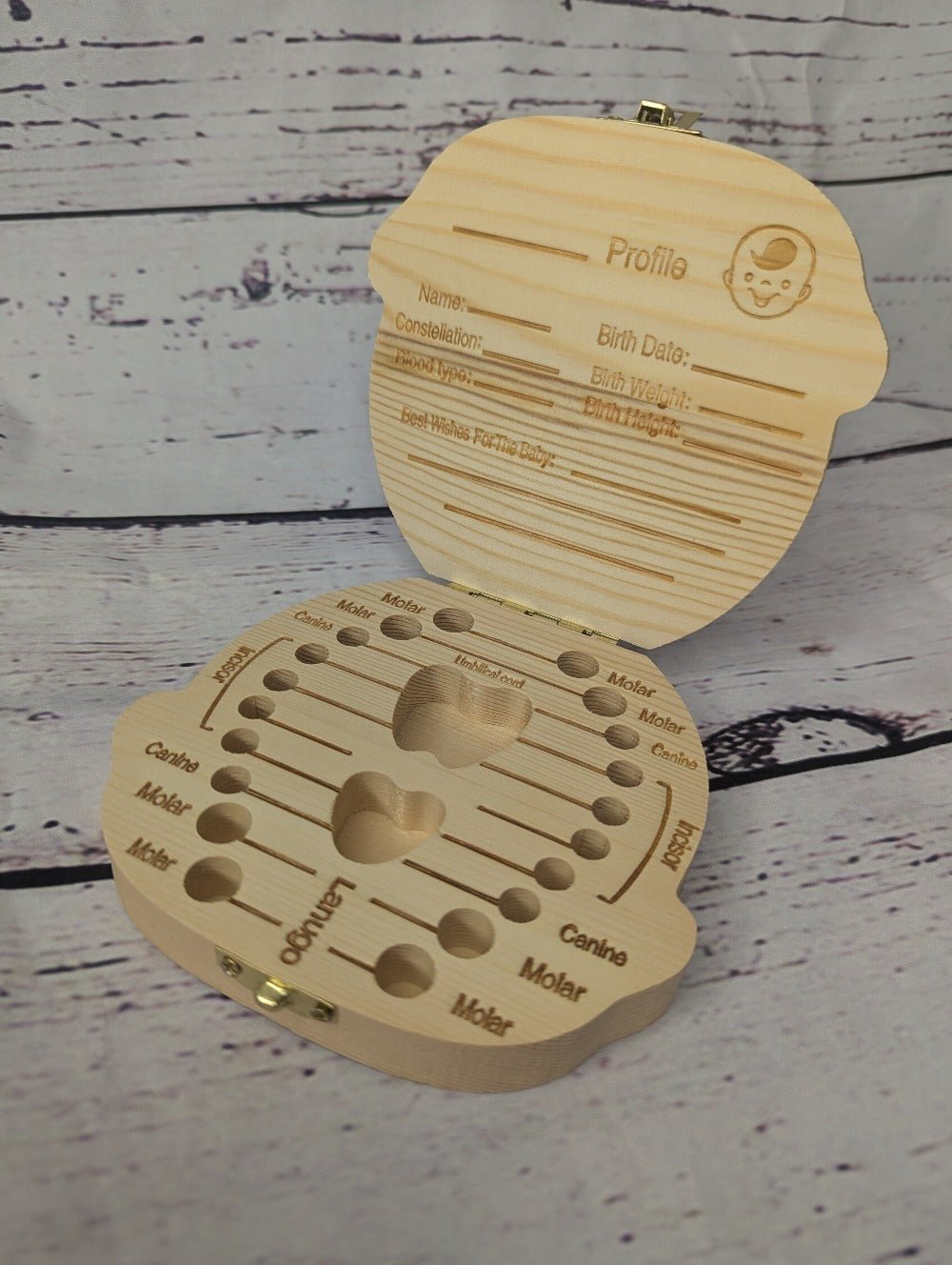Personalised Wooden Baby Tooth Keepsake Box - Customisable Design & Name - Unique Gift - Green Cheeks - Gift Set