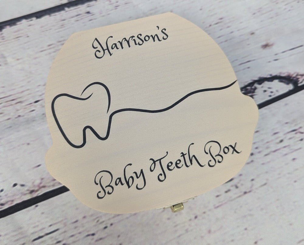 Personalised Wooden Baby Tooth Keepsake Box - Customisable Design & Name - Unique Gift - Green Cheeks - Gift Set