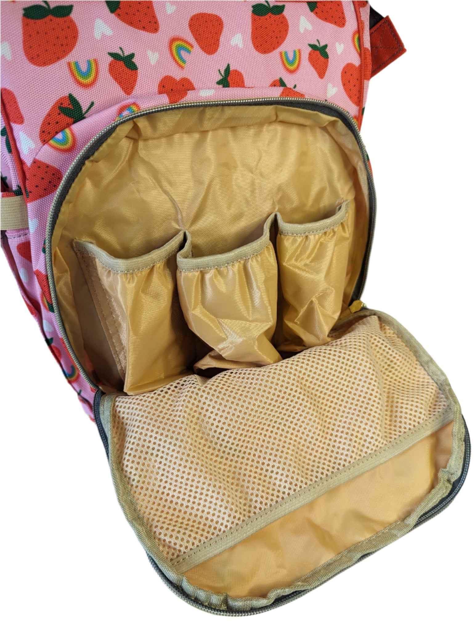 Pink Baby Changing Backpack Bag - Strawberry Fields - Green Cheeks - Diaper Bag