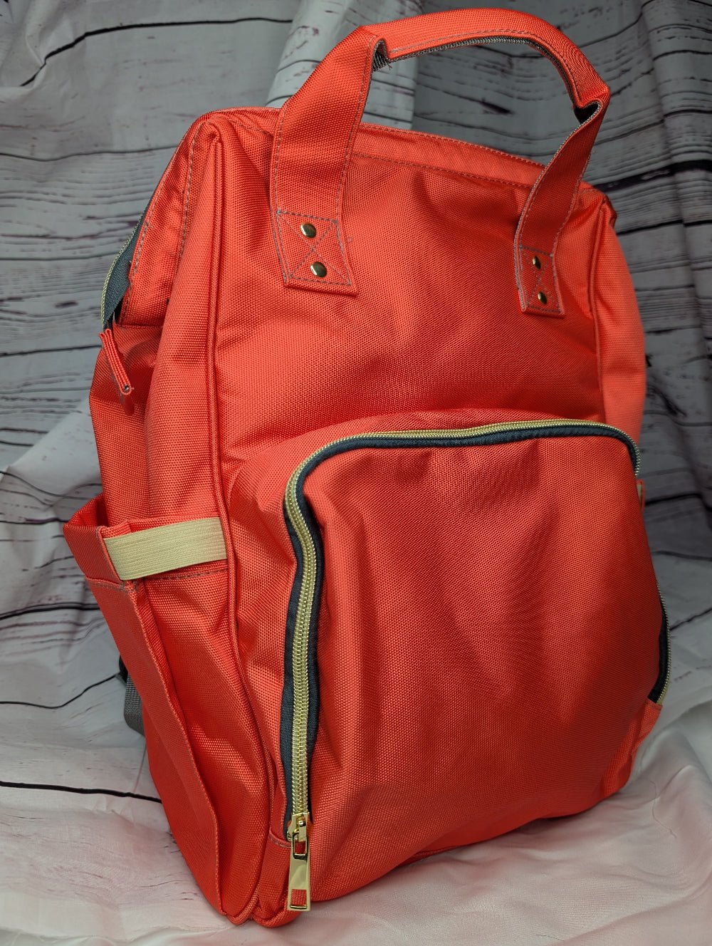 Poppy Red Baby Changing Bag - Backpack Nappy Bag - Green Cheeks - Diaper Backpack (1688)