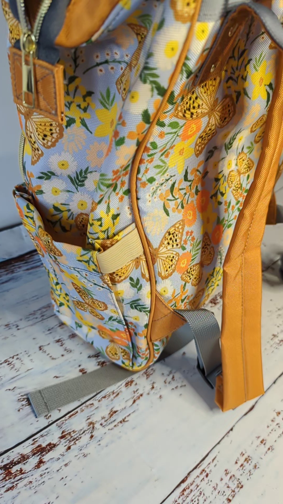 Vintage Floral Print Baby Nappy Diaper Bag